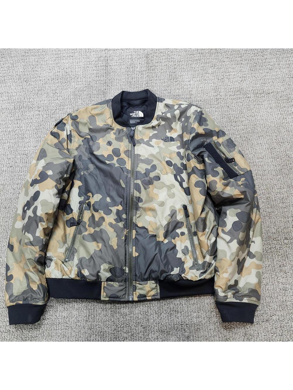The North Face Jacket Barstool Bomber Green Camouflage Size Large Full Zip